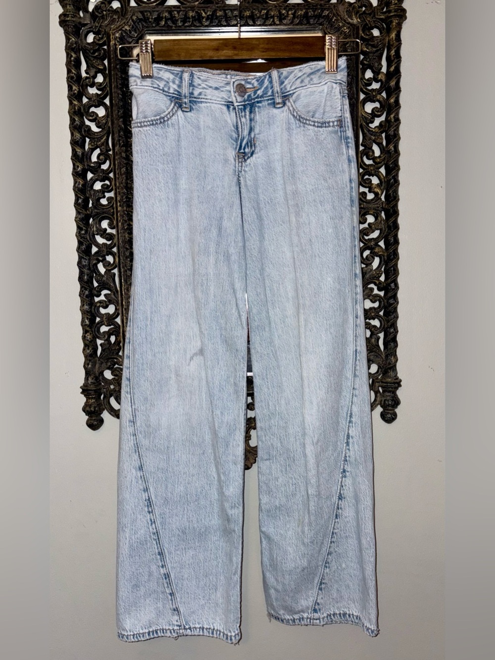 Girls Abercrombie & Fitch Light Wash Blue Wide-Leg Jeans